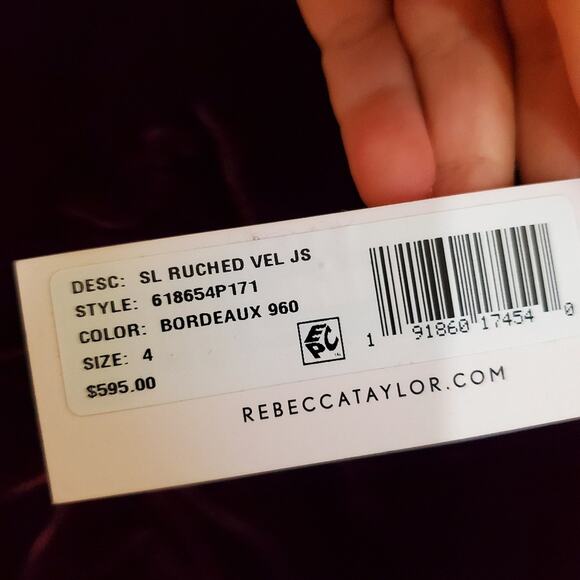 Rebecca Taylor Bordeaux Velvet Jumpsuit - Picture 8 of 9